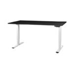 Contini RAL 9016 höhenverstellbarer Bürotisch 1.6x0.8m Schwarz/Weiss